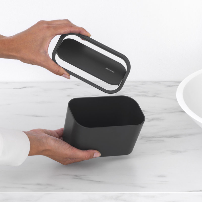 Brabantia MindSet Bathroom Countertop Waste Caddy, Dark Gray