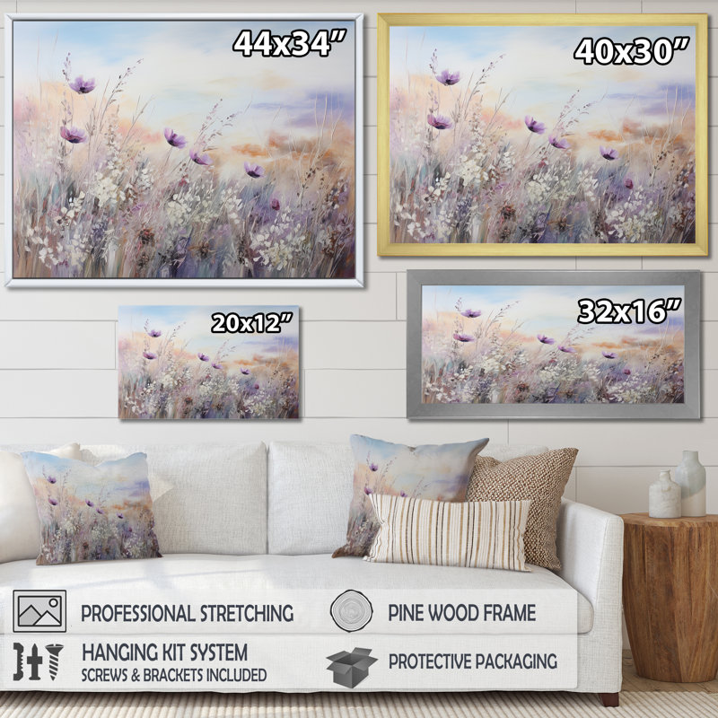 Impression sur toile encadrée Minimal Purple Herbs Country - Flowers, H 24 po x l 32 po, Toile tendue, Sans cadre