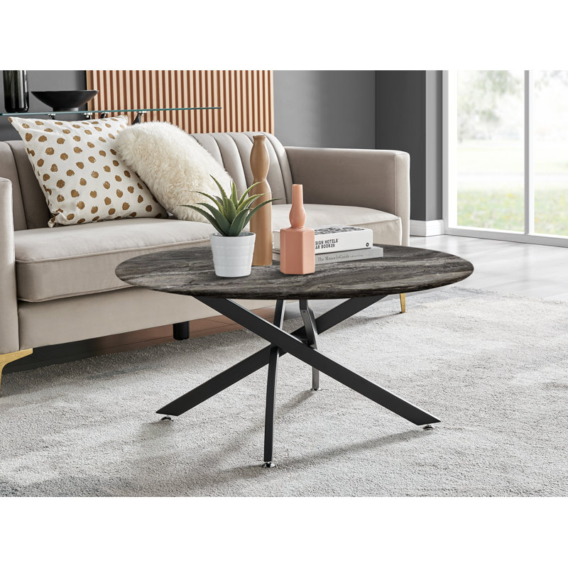 Table basse Cesarino, Gris, Noir, noir, noir, noir