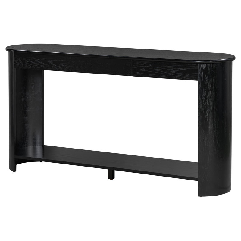 59.8'' Modern Oak Veneer Console Table with 3 Drawers