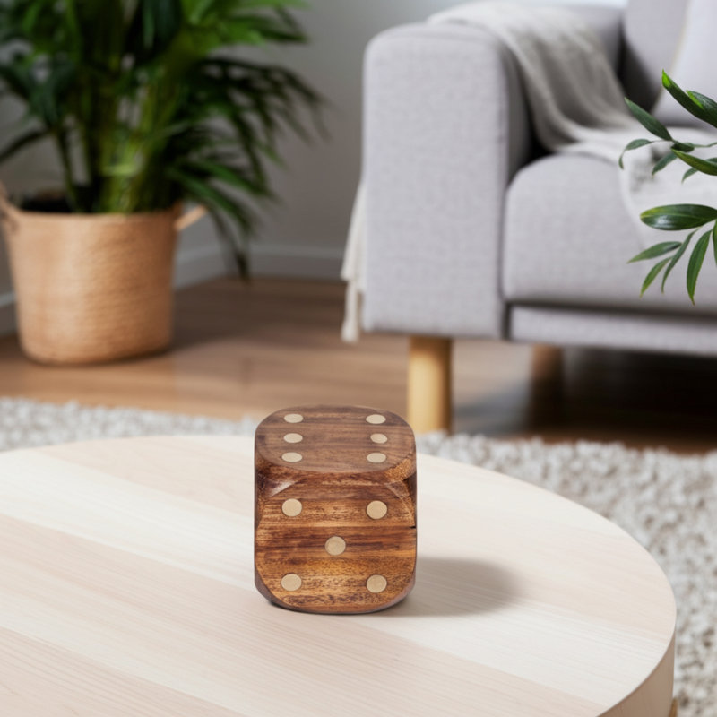 Boîte de rangement en bois de manguier et laiton en forme de dés pour bureau à domicile ou salon, ensemble de 5 à 4 po