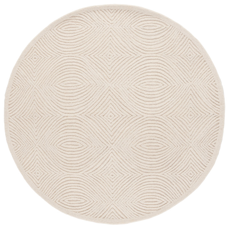 Tapis géométrique en laine / coton touffeté à la main Katosha, Rond 6 pi