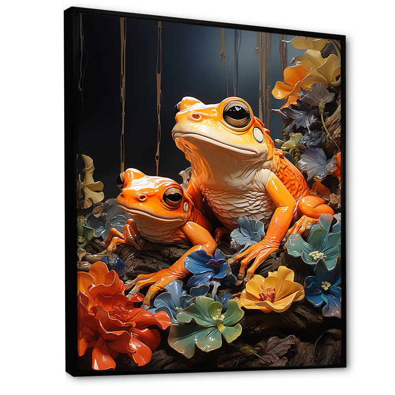 «Expressionist Frog Spirit» sur impression sur toile, H 32 po x l 16 po x P 1 po, Cadre flottant noir