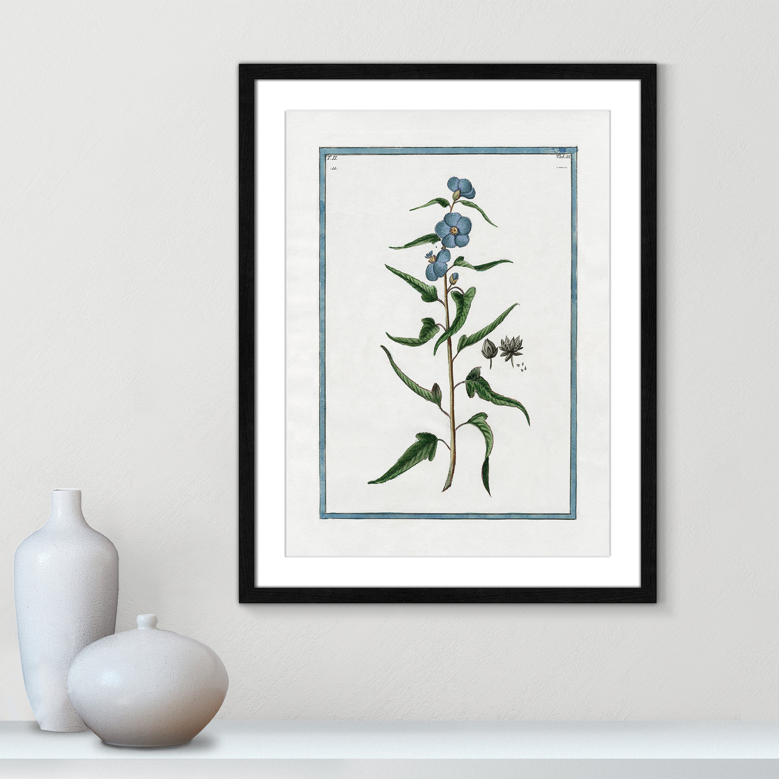 Colombe "Shabby Elegance Botanical I" Print, Black Framed, 17" W x 23" H