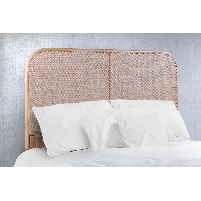 Lombok Birdseye Cane and Solid Teak Wood Panel Headboard, King