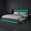 Storage Bed With 4 Drawers, USB Ports & LED Lights, Linen Upholstered Wingback Bed Frame, Grey & Beige-1727974183-1725202027