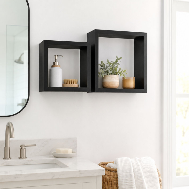 Hudson Shelf Kits, 2 Wall Cube Kit, Black