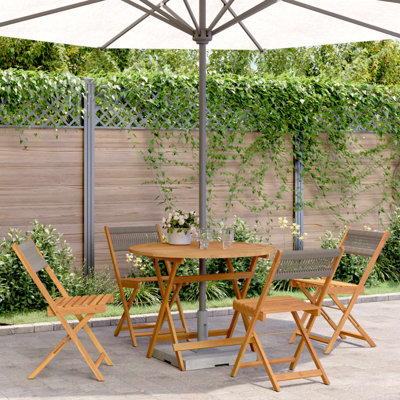 4 - Person Acacia Wood Patio Dining Set with Round Table