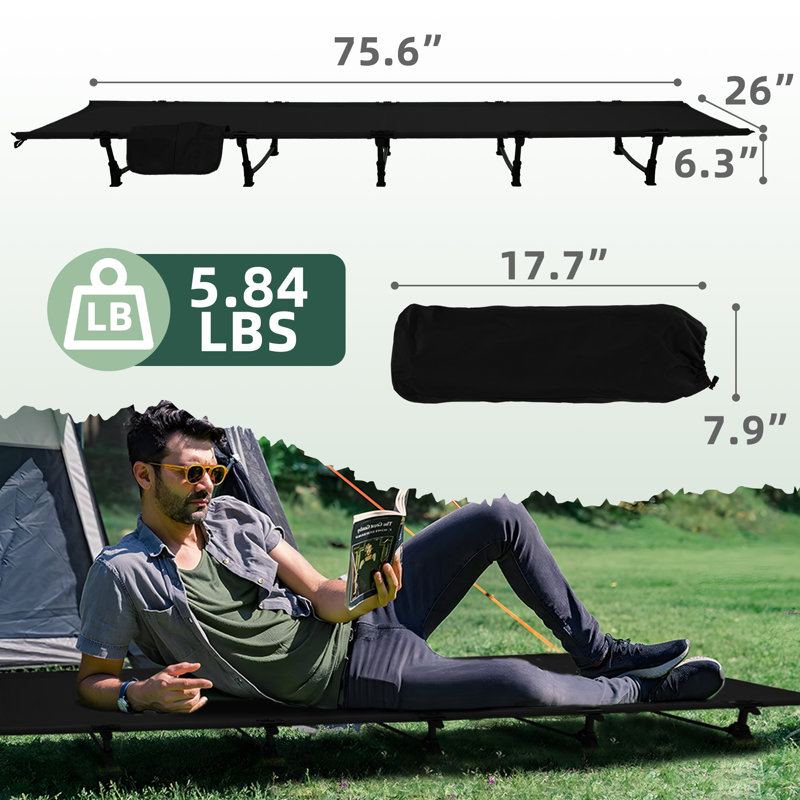 Portable Ultralight Folding Camping Cot Bed, Black