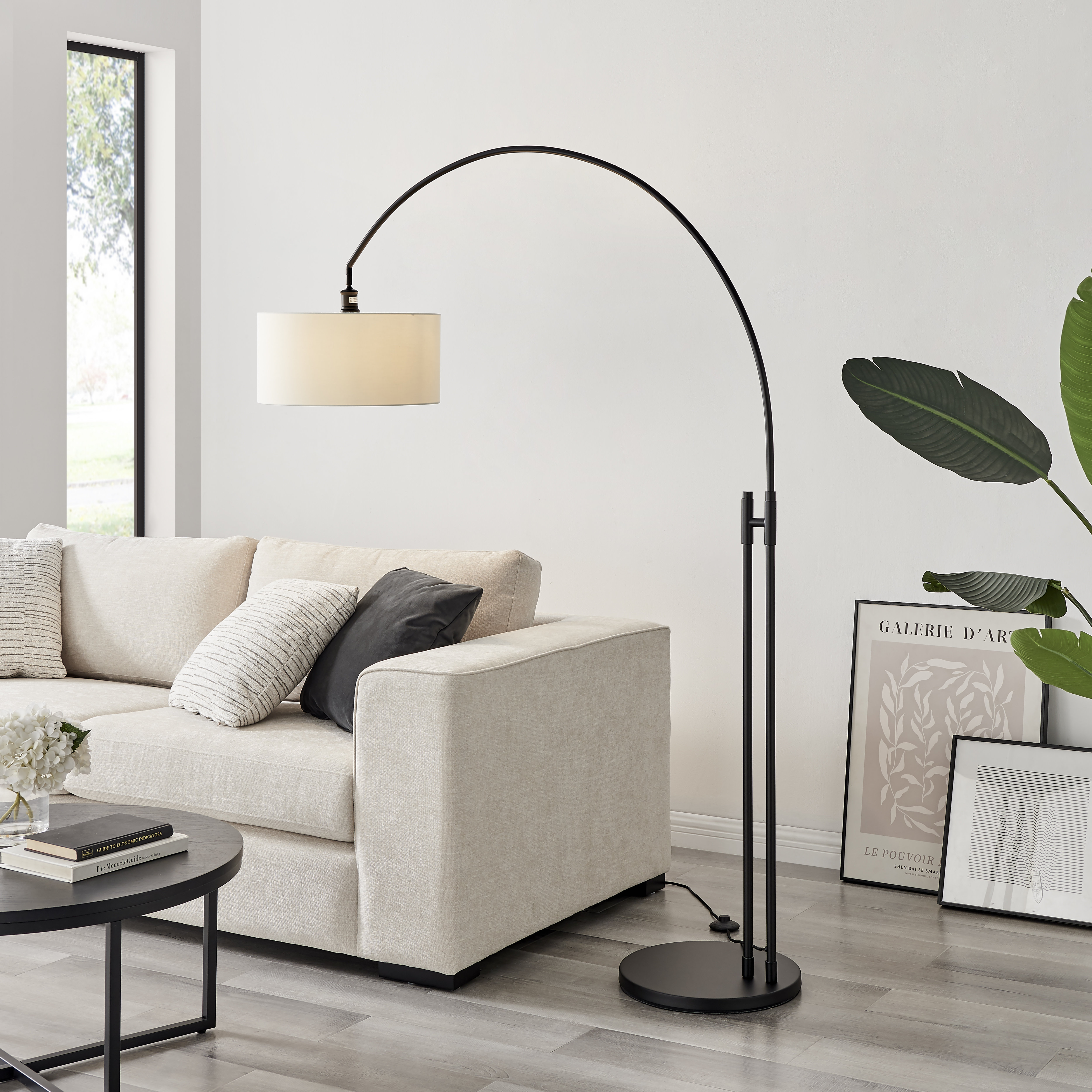 Furniture Box Luci Elegant Arc Floor Lamp Matte Black Minimalist