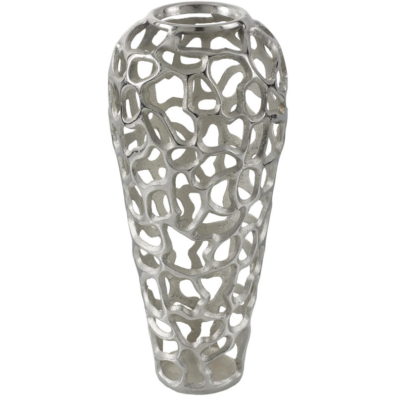 Natalyia Decorative Vase, 18" H x 8" W x 8" D, Silver