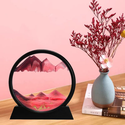 3D dynamique art du sable mouvement liquide, mouvement art du sable image ronde verre 3D mer profonde paysage de sable en mouvement affichage cadre de sable fluide bureau de bureau de détente décor de travail