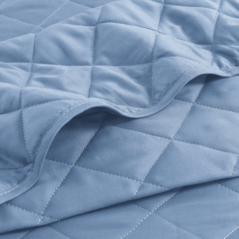 Ensemble de courtepointe en microfibre diamant réversible - Basics by Wayfair ™, Bleu clair