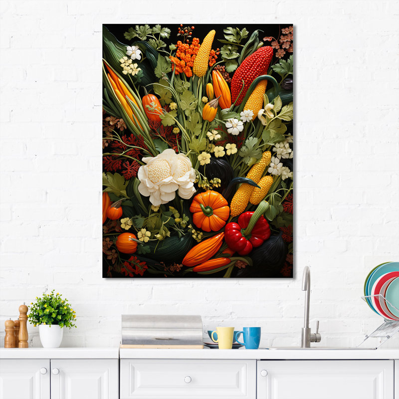 «Veggie Mosaic A Variety Of Légumes I», reproduction d'art sur toile, H 32 po x l 24 po x P 1 po, Toile tendue