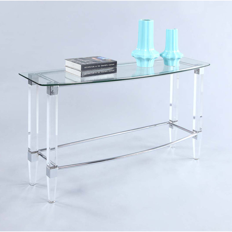 Contemporary Rectangular Glass Top Sofa Table