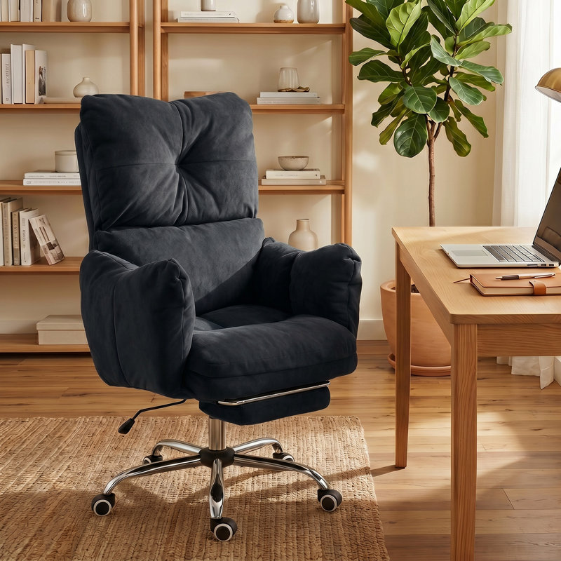 Chaise de bureau avec repose-pieds, chaise d'ordinateur inclinable, noir, Noir