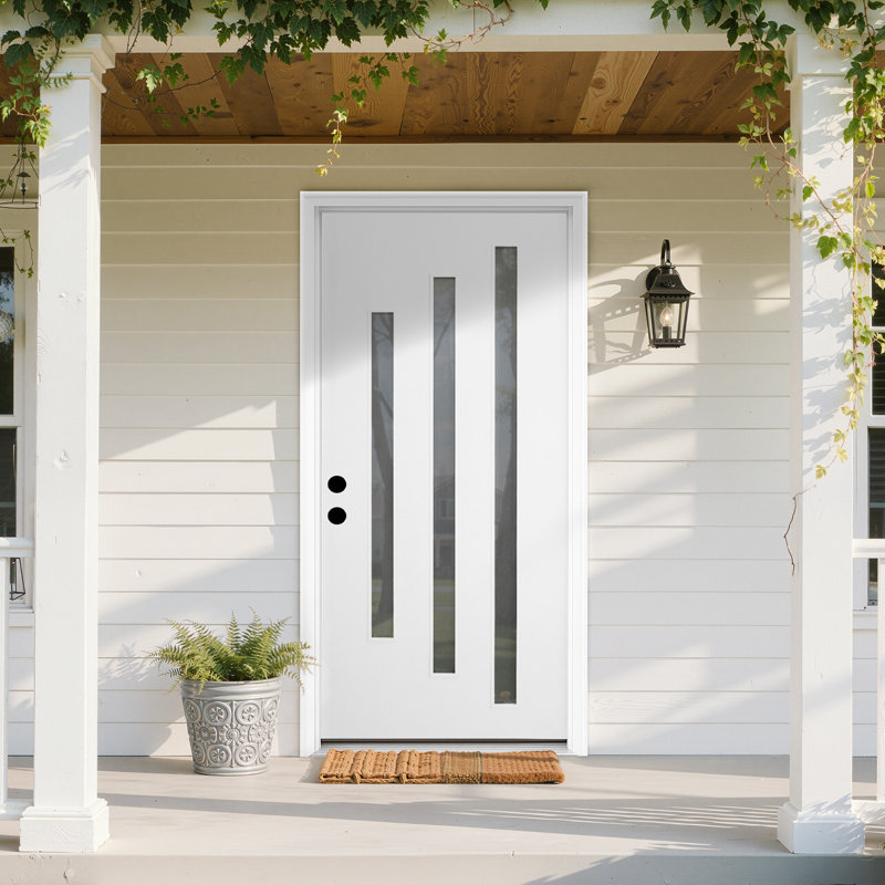 Lumioca Remi Fiberglass 3 -Lite Prehung Front Entry Door, Gauche