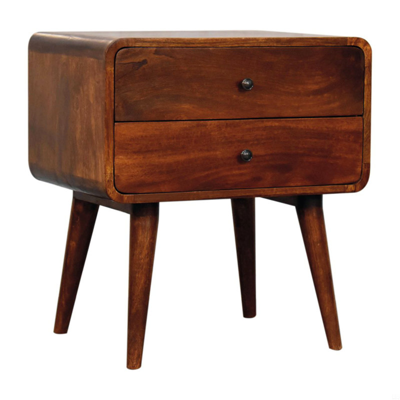Solid Wood Large Curved Chestnut Bedside