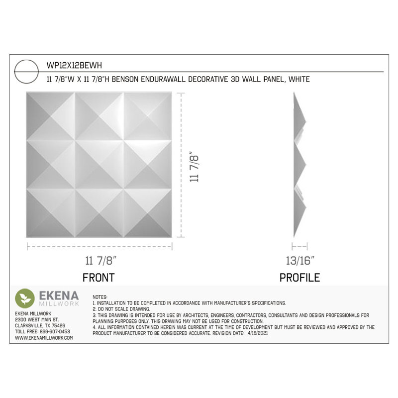 Panneau mural 3D décoratif Artisan EnduraWall, H 11,88 po x l 11,88 po x P 0,88 po, Cuivre brillant