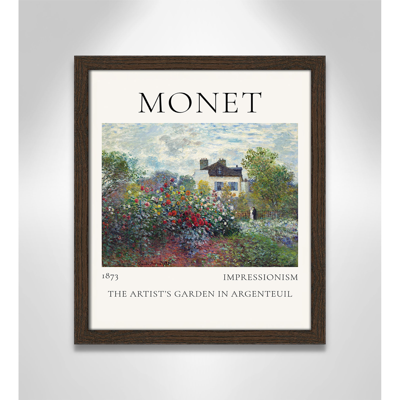 Rocchetto "Artists Garden in Argenteuil" Print, Walnut Single Picture Frame, No, 15" H x 13" W x 0.75" D