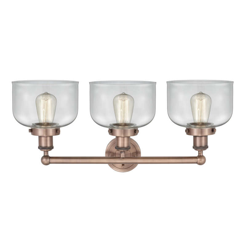 Éclairage pour meuble-lavabo à 3 lumières à intensité variable Raykwan, Transparent, Cuivre antique