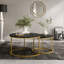 Ensemble de 2 tables basses gigognes 27,6 po, plateau de table rond en marbre et structure en métal robuste, tables d'appoint de table de bout pour le salon, la chambre et le balcon-131269582