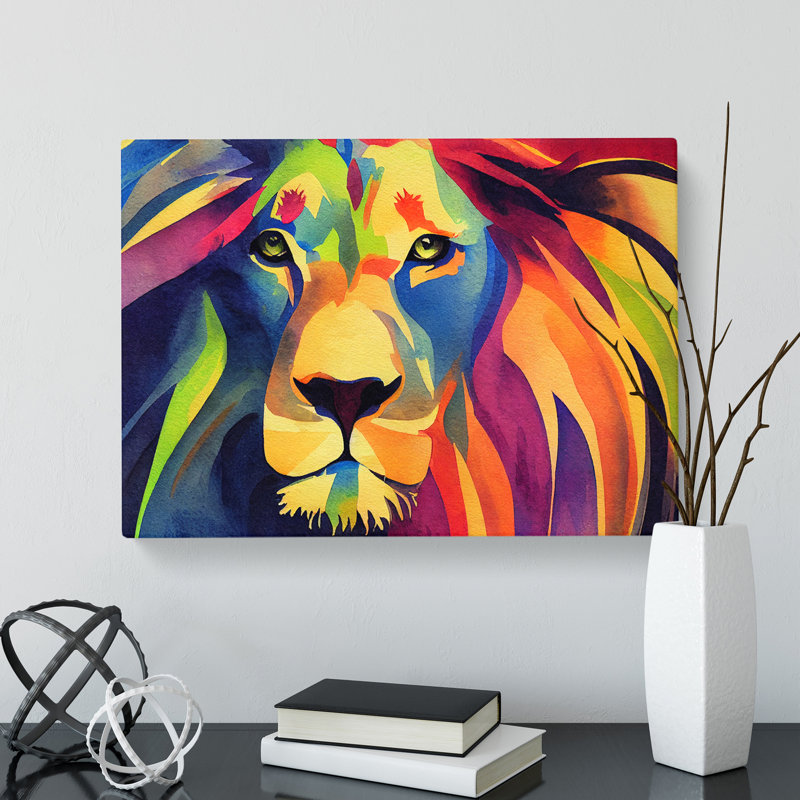 Lion Watercolour Vol.5 Abstract - Wrapped Canvas, 50cm H x 76cm W x 3cm D