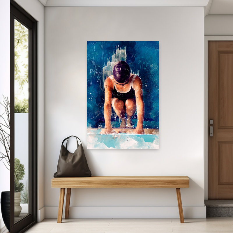 Art mural dauphin contemporain, 60" H x 40" W