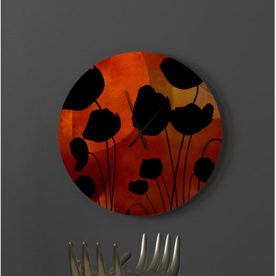 Horloge murale moderne en métal orange contemporaine rouge orange