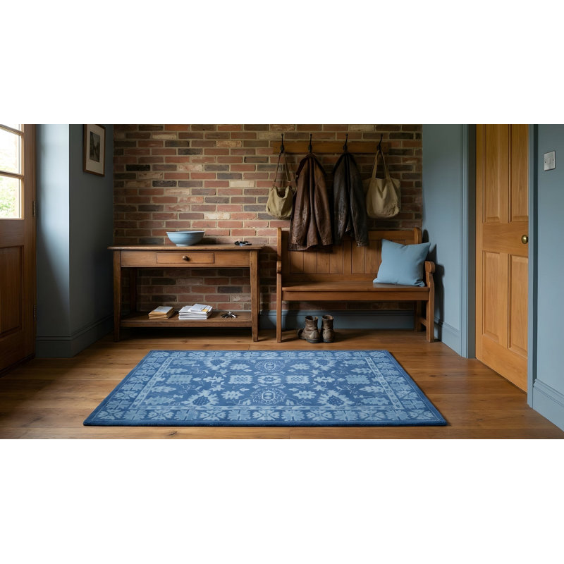 Tapis en laine touffeté à la main, tapis bleu, tapis élégant et luxueux pour rehausser votre décor de salon, de chambre à coucher, de bureau ou de maison avec élégance contemporaine