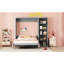 Mur de lit double avec tablettes, gris - peu encombrant pour les gymnases à domicile, armoire pliable, bureau, chambre d'amis et tablettes en contreplaqué-1188685116-1188685115
