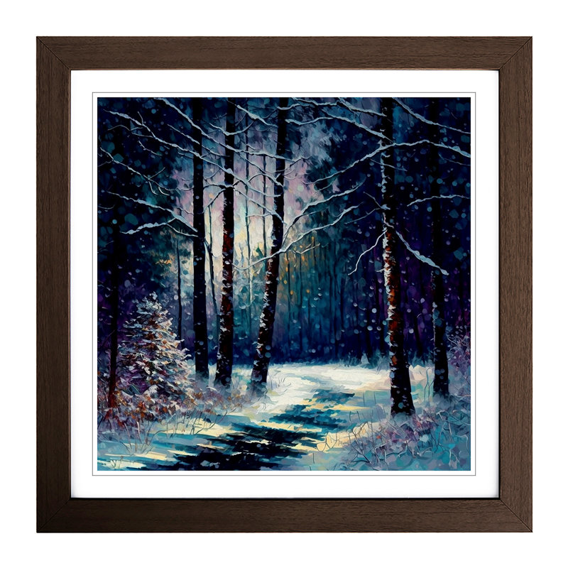 Winter Forest Neo-Impressionism - Framed Print, Walnut