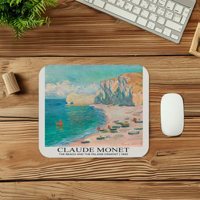 Landscape & Nature Claude Monet The Beach and the Falaise D'Amont Coastal Landscapes Gaming Cute Office Laptop Desk Pad Gift Mat Square Rectangle Non-Slip Mousepad