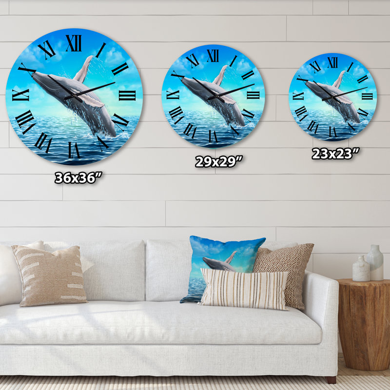Humpback Whale Jumping - Farmhouse wall clock, Medium