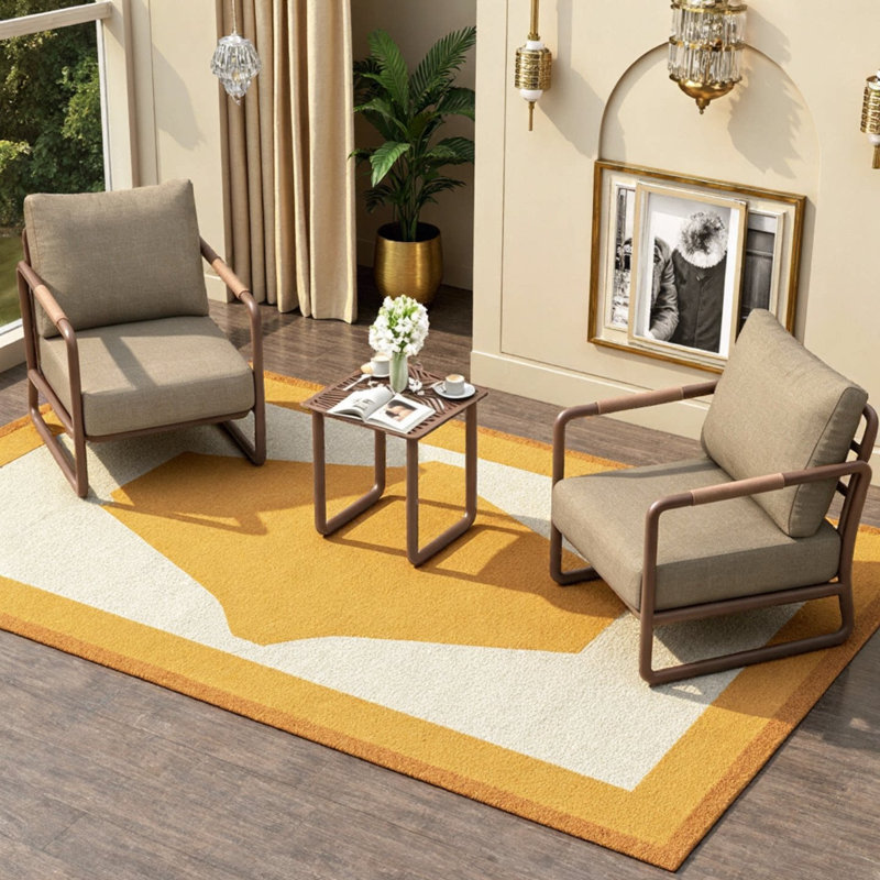 Ensemble de conversation pour canapé 2 places avec table basse et coussins de 6,7 po, Brun