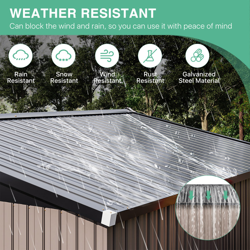 12 Ft. W X 10 Ft. D Metal Storage Shed