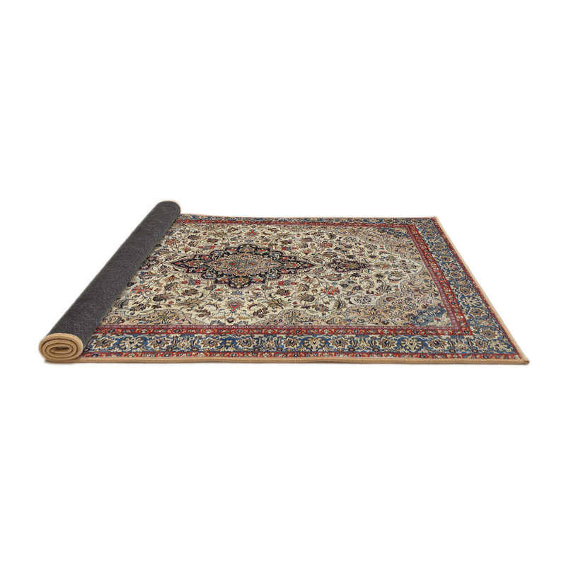 Tapis traditionnel mehroon/noir/bleu Azzitta, Rond 5 pi