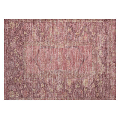Machine Washable Indoor/Outdoor Xhevrie Blush Rug