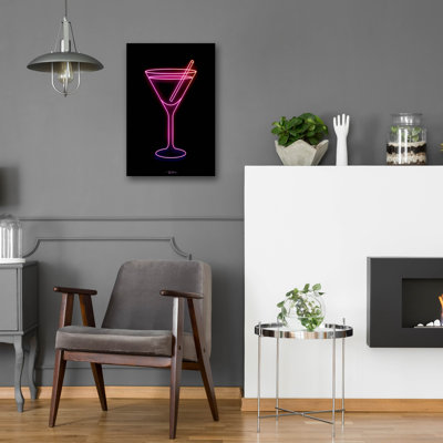 Art mural en verre Neon Martini Glass 1 'par Momart
