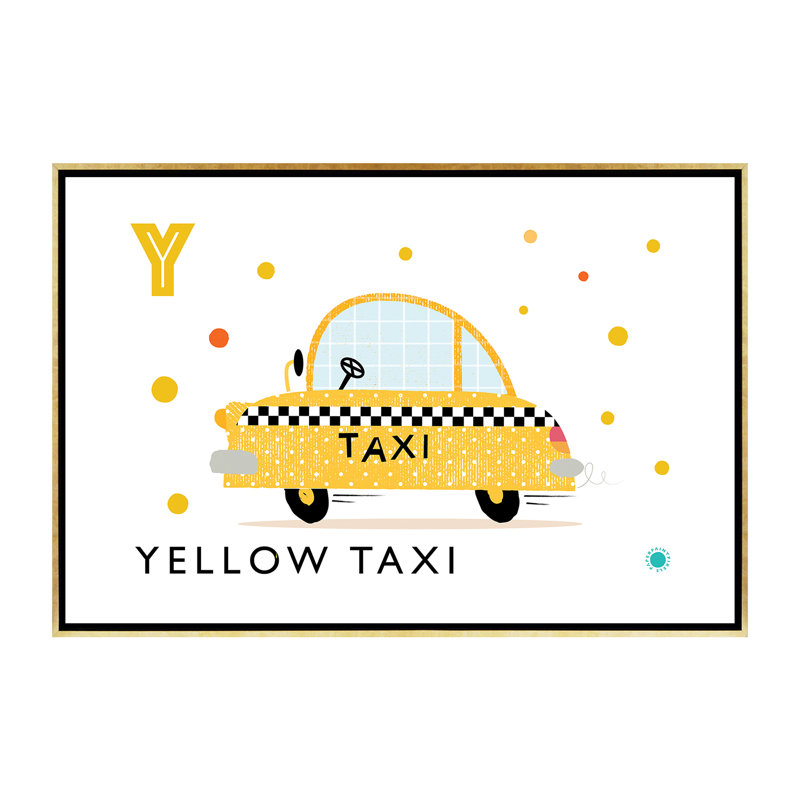 «Y Is for Yellow» - impression, Pas de tapis, H 40 po x l 60 po x 1,5 po, Toile encadrée d'or
