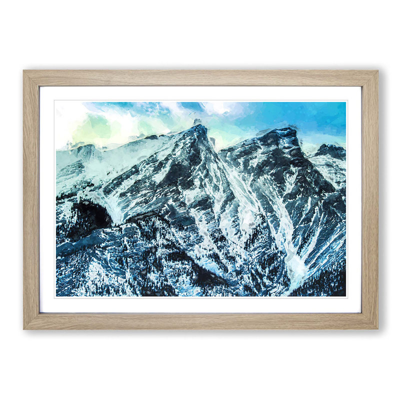Mountain Tops in Canada in Abstract - Picture Frame Graphic Art Print, Oak Framed, 27cm H x 36cm W x 2cm D