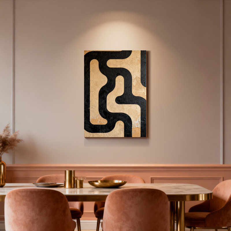 Motif géométrique abstrait, reproduction d'art sur toile tendue sur toile, ensemble de 1, H 36 po x l 24 po