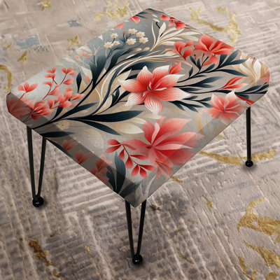 Subdued Coral Tropical Pattern II - Tropical Rectangle Ottoman