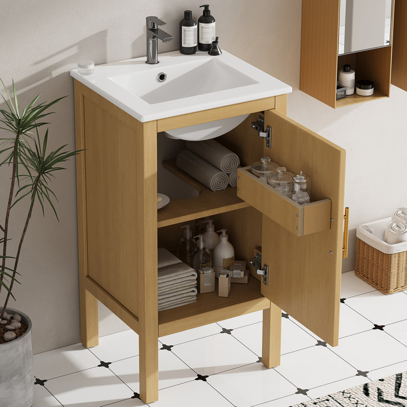 Petit meuble-lavabo 18 "avec plateau en céramique