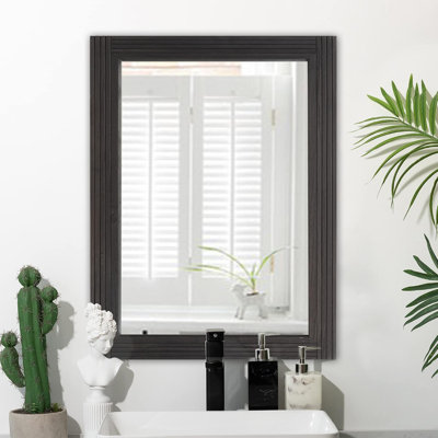Miroir mural en bois fait à la main pour salle de bain