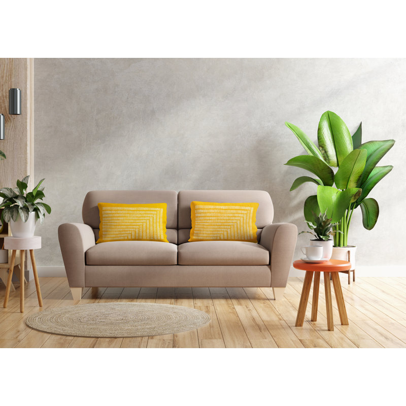 Polyester / Mélange de polyester Housse de coussin rectangulaire intérieure / extérieure lombaire et insert, Jaune