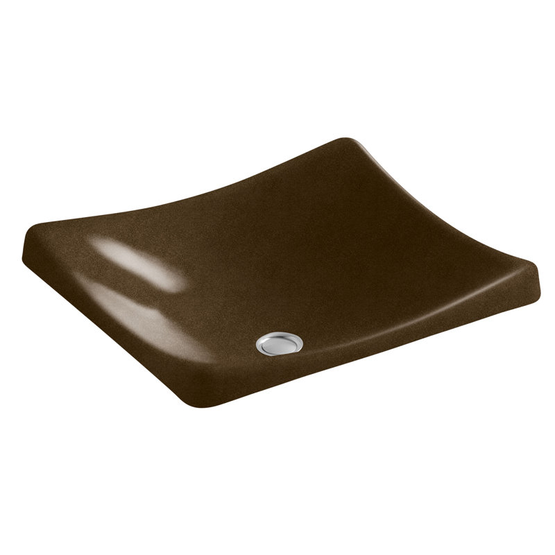 DemiLav Metal Specialty Vessel Bathroom Sink, Noir / brun clair