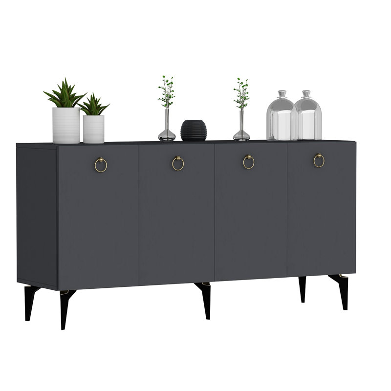 Catena Elegant Console Table, Anthracite Color, 59.1 x 31.1 x 15.7 inches | 100% Melamine Coated Particle Board, Thickness: 0.7 inches | Stylish Design for Entryway, Living Room & Home Office, Durable & Functional