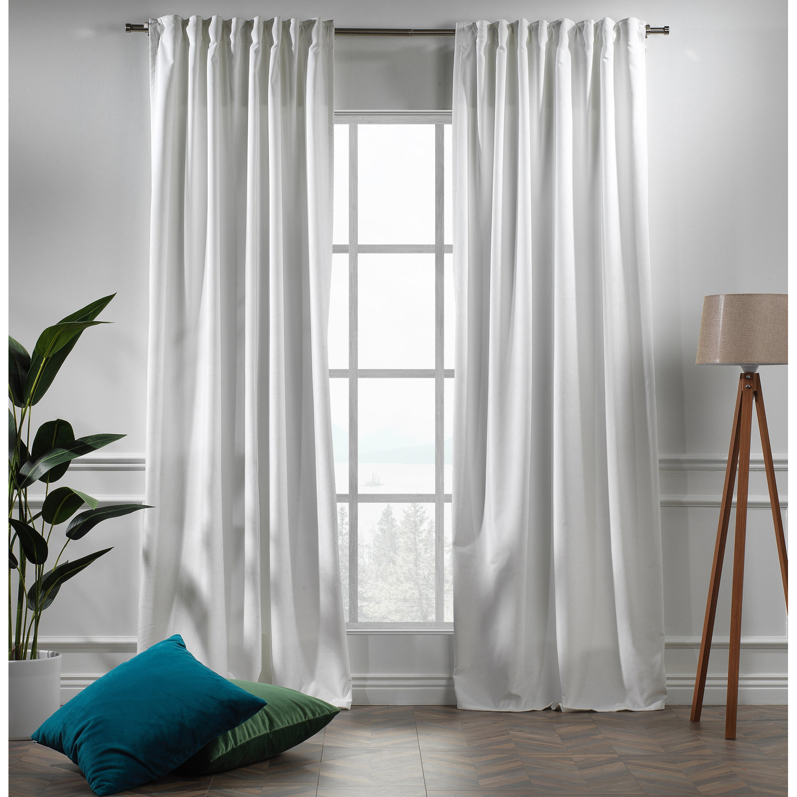 Matte Velvet Room Darkening Curtain Panel Set, 52" W x 120" L, 11 White