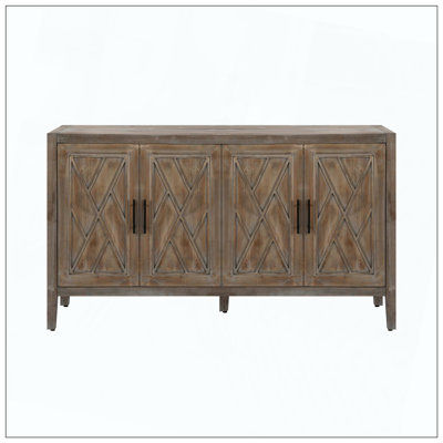 Buffet moderne de style campagnard avec 4 portes et tablette réglable en bois avec buffet et console avec crédence pour la salle à manger, le vestibule et le vestibule
